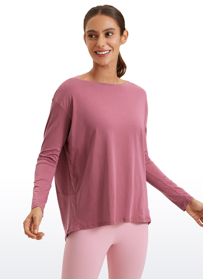 Pima Cotton Boat Neck Long Sleeve Shirts