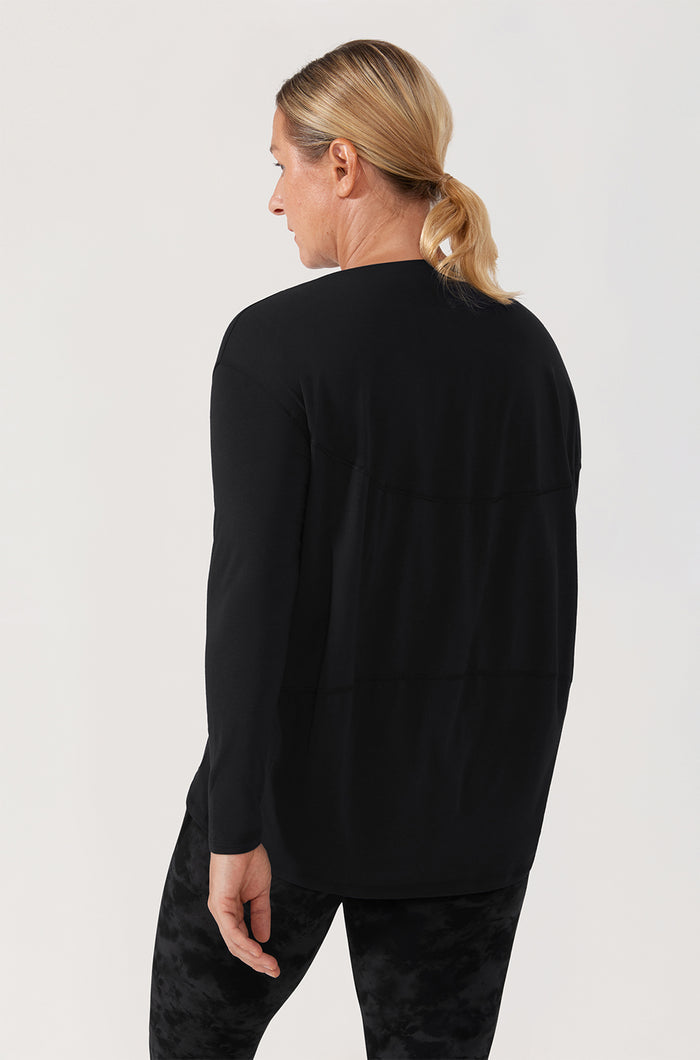 Women's Pima Cotton Boat Neck Long Sleeve Shirts Heathered Medium Grey