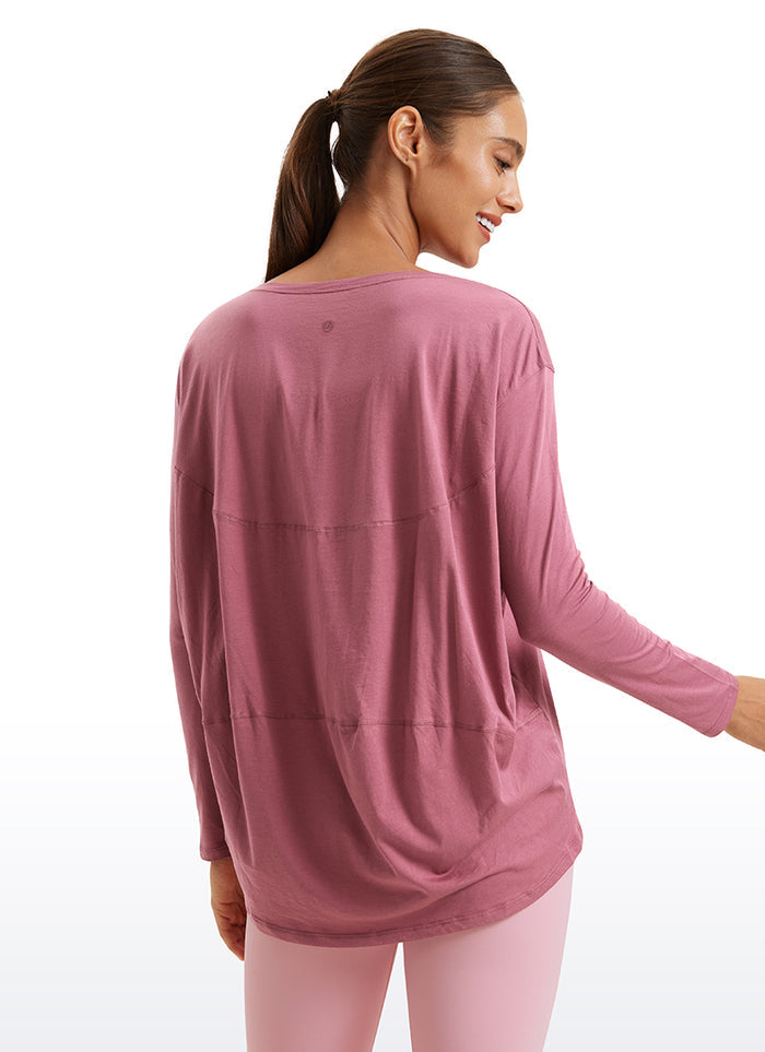 Pima Cotton Boat Neck Long Sleeve Shirts