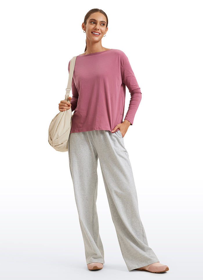 Pima Cotton Boat Neck Long Sleeve Shirts