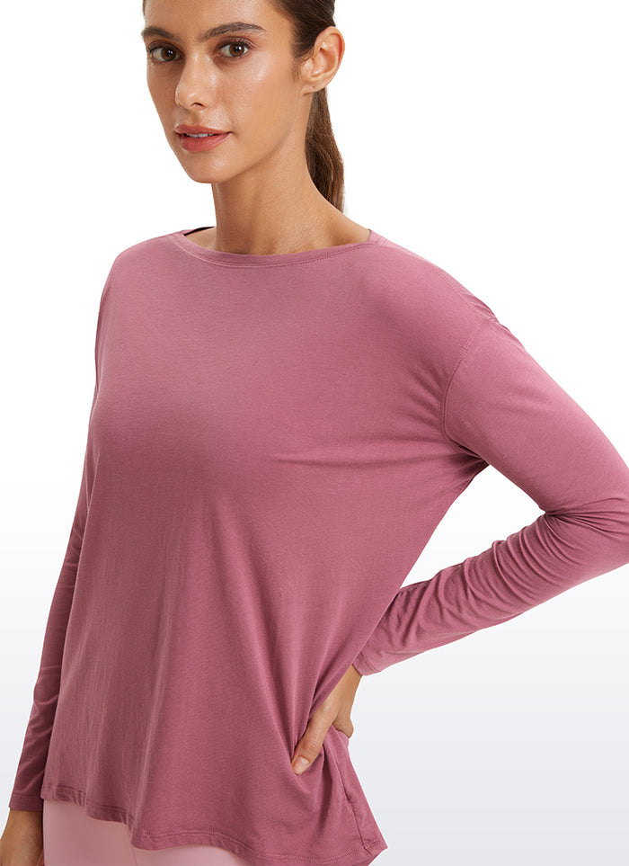 Pima Cotton Boat Neck Long Sleeve Shirts