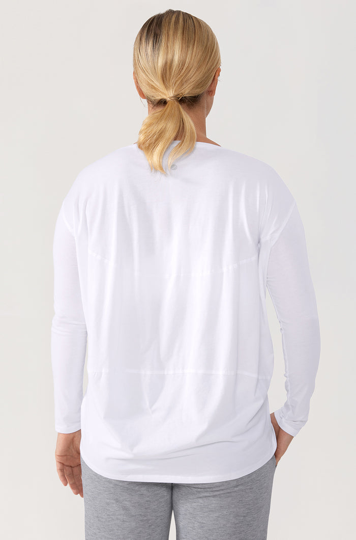 Women's Pima Cotton Boat Neck Long Sleeve Shirts Black
