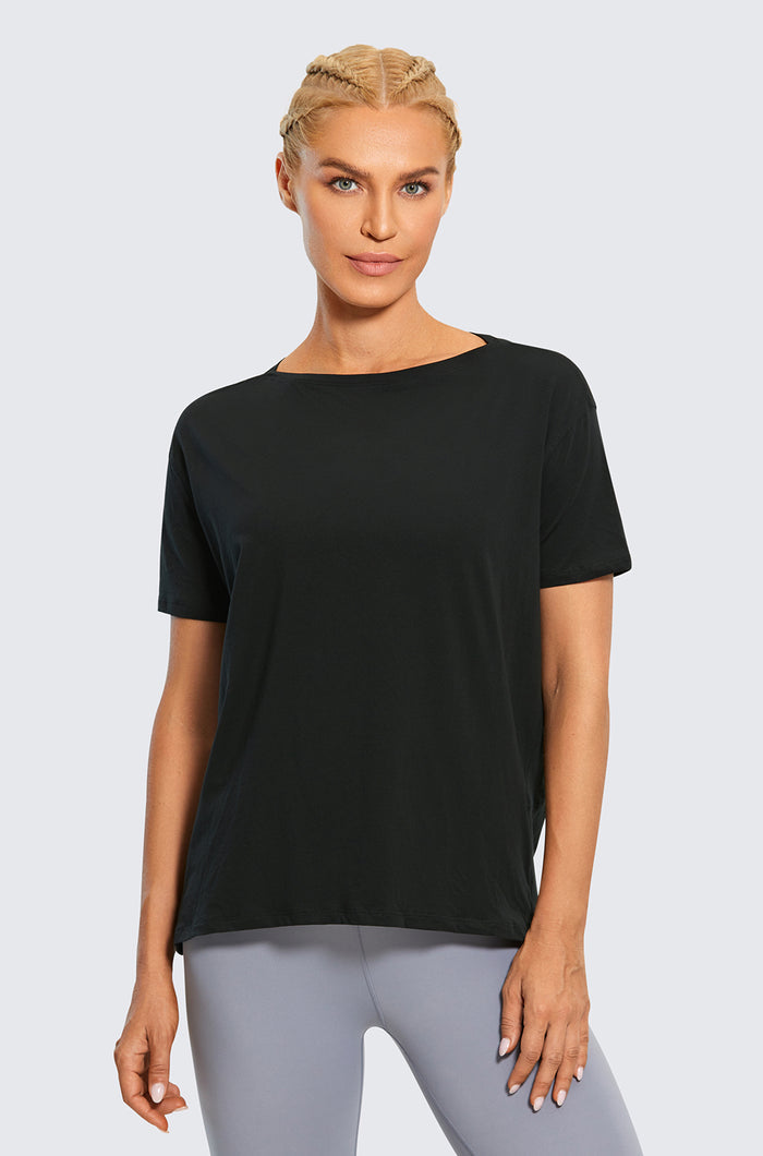 Pima Cotton Boat Neck Short Sleeves Shirts