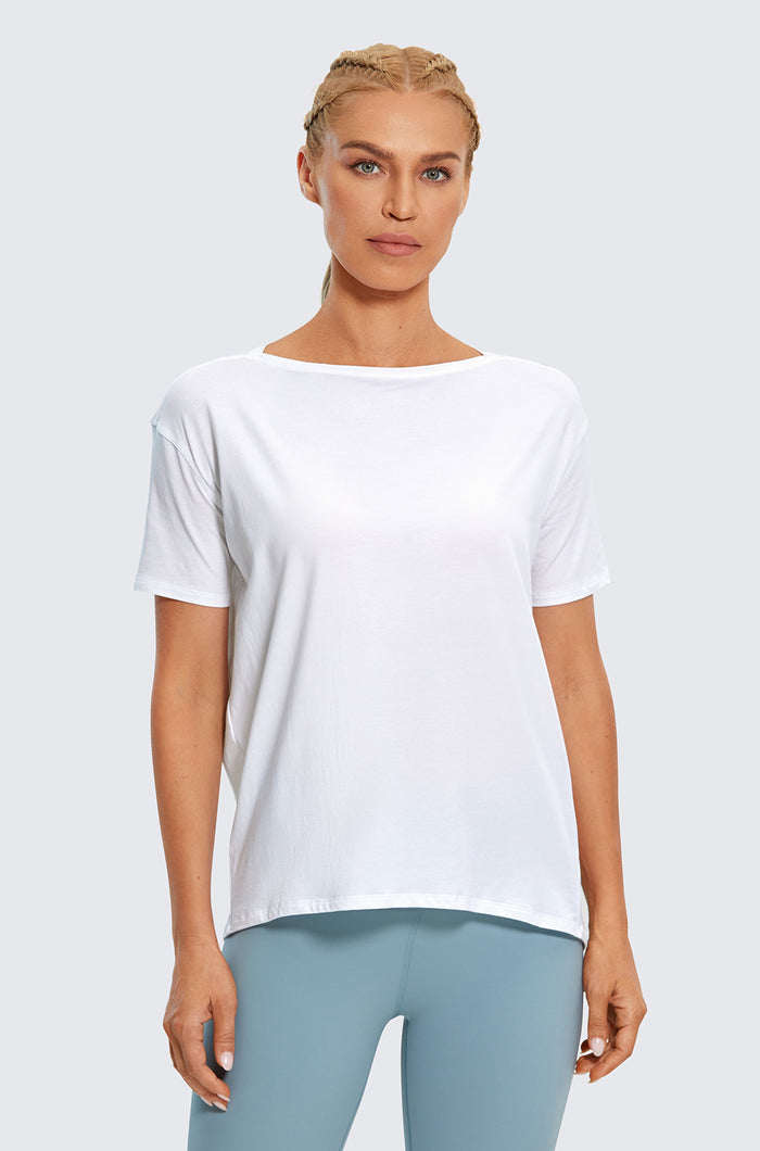 Pima Cotton Boat Neck Short Sleeves Shirts