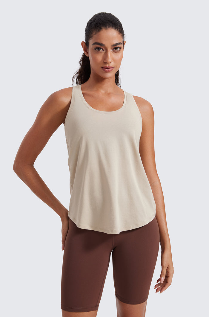 Women's Pima Cotton Racerback Tank Top Jade Grey
