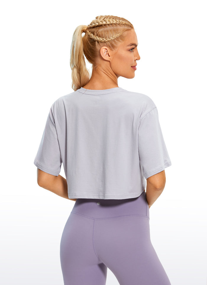 Pima Cotton Short Sleeves Cropped Top