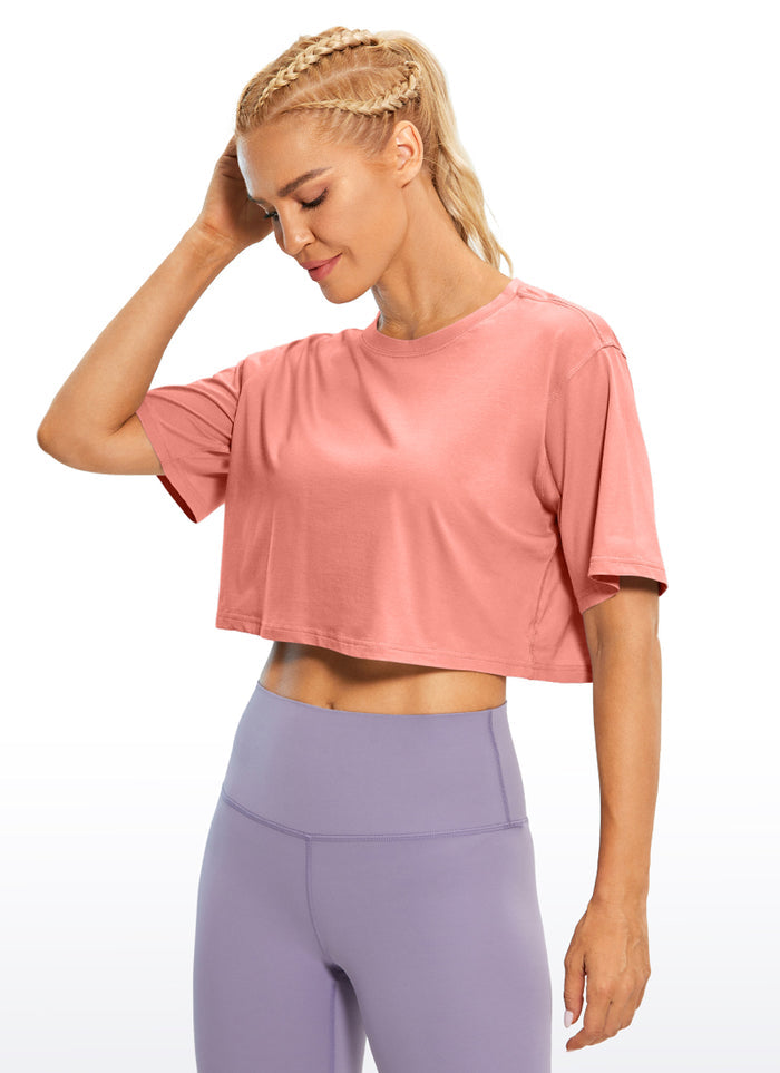 Pima Cotton Short Sleeves Cropped Top