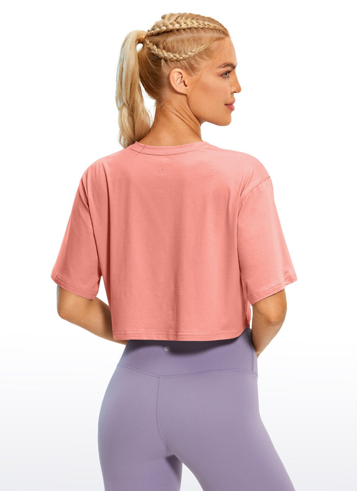 Pima Cotton Short Sleeves Cropped Top
