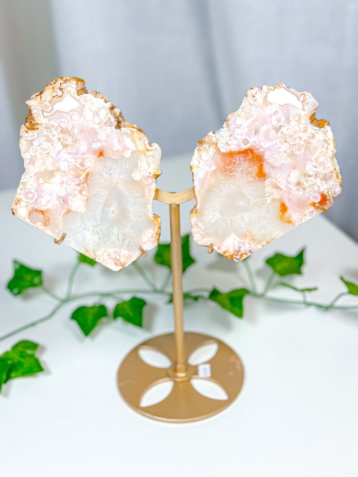 Pink Amethyst Butterfly Wings on Stand (122)