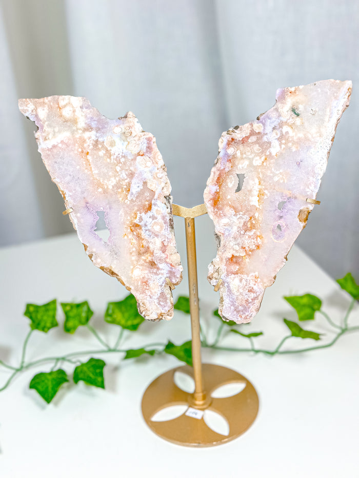 Pink Amethyst Butterfly Wings on Stand (198)