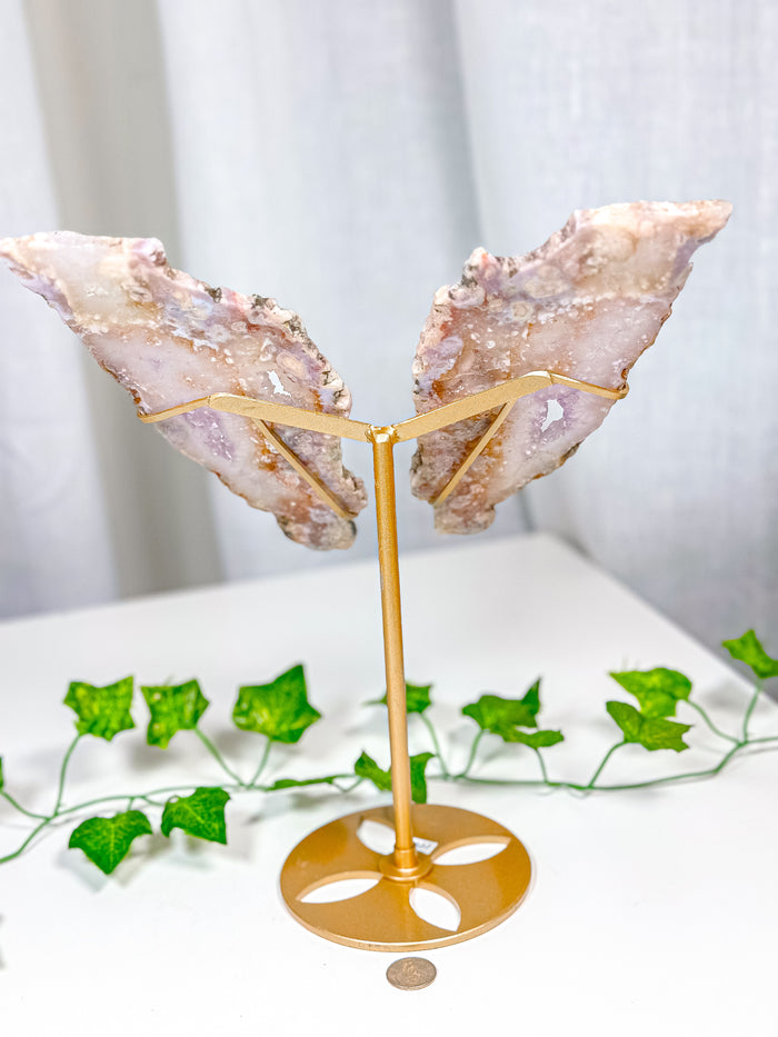 Pink Amethyst Butterfly Wings on Stand (198)