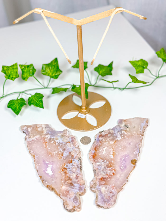 Pink Amethyst Butterfly Wings on Stand (198)