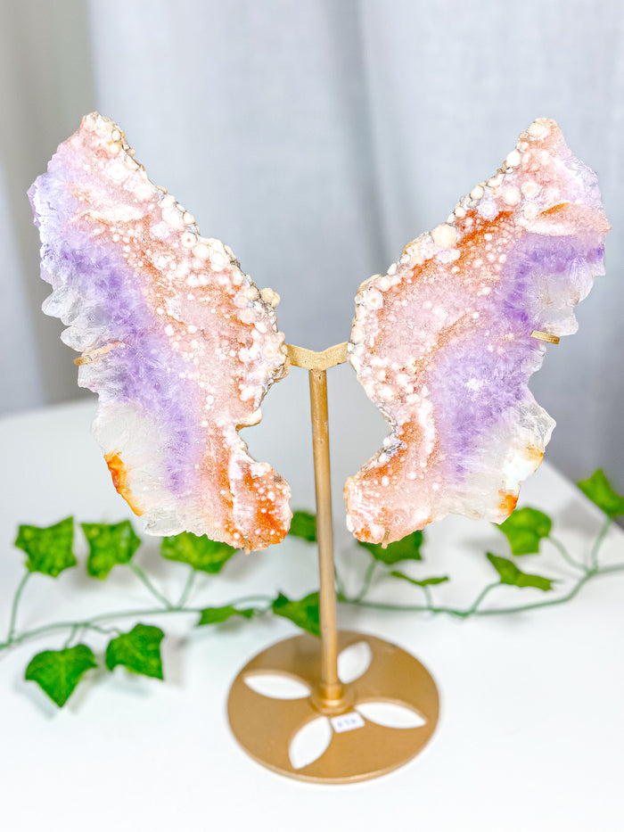Pink Amethyst Butterfly Wings on Stand (272)