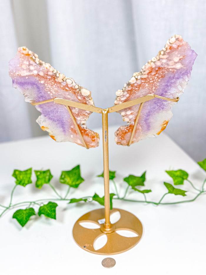 Pink Amethyst Butterfly Wings on Stand (272)