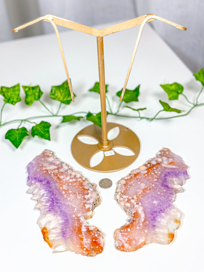 Pink Amethyst Butterfly Wings on Stand (272)