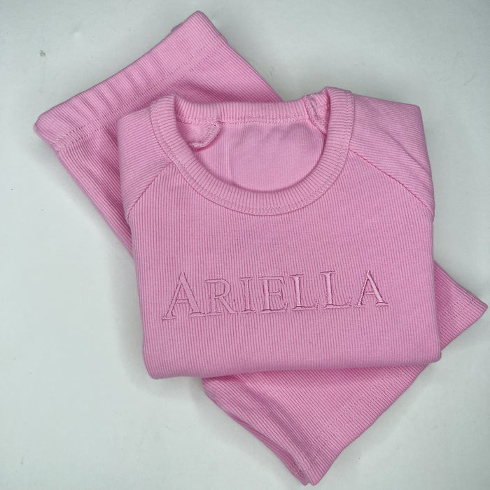 Pink Ribbed Short Set