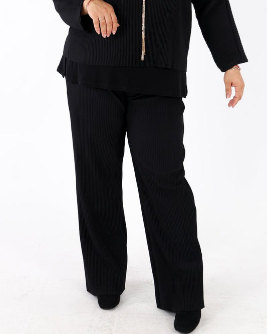 Pleated Scuba Crepe Wide-Leg Pants - Joseph Ribkoff