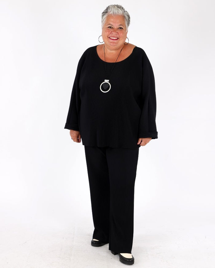 Pleated Scuba Crepe Wide-Leg Pants - Joseph Ribkoff