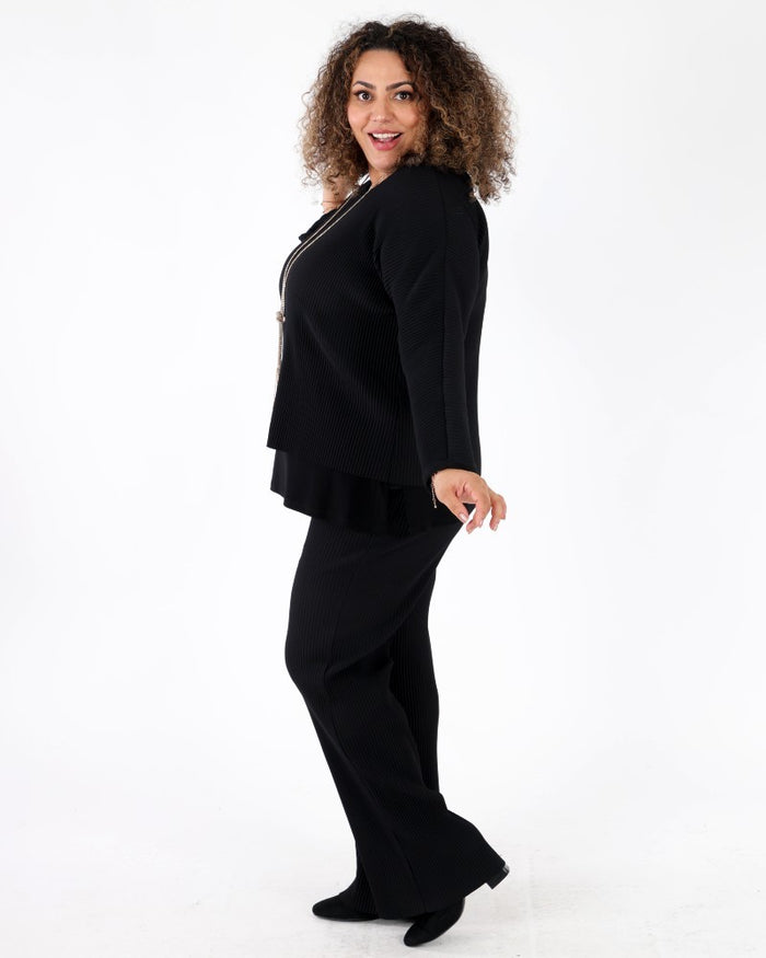 Pleated Scuba Crepe Wide-Leg Pants - Joseph Ribkoff