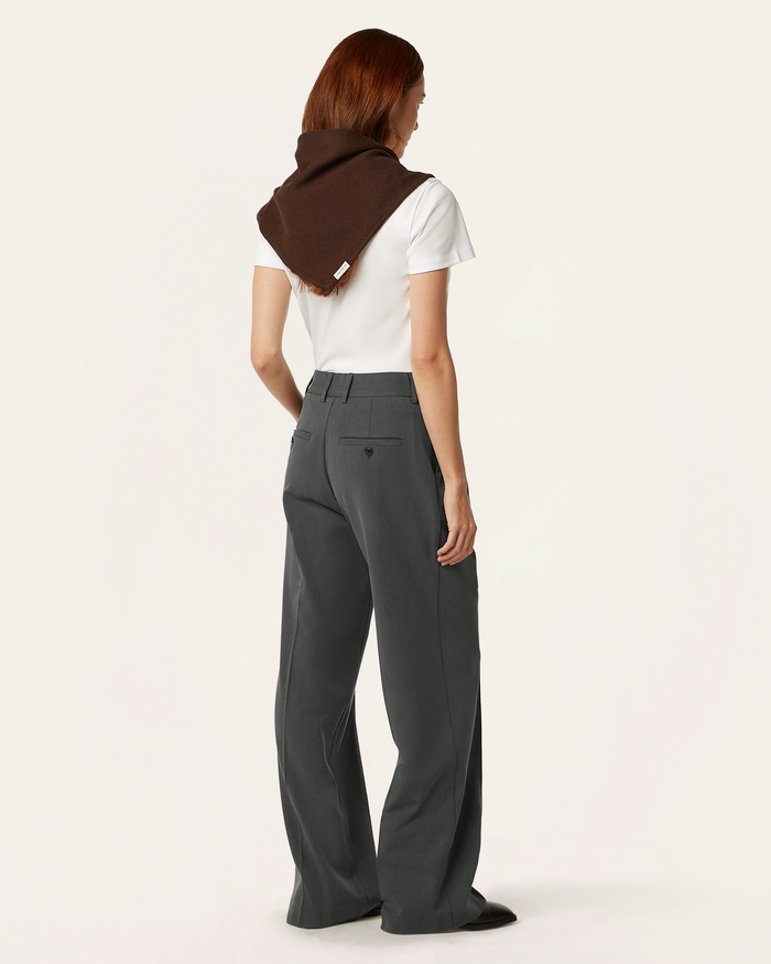 Pleated Signature Wide Pants - Dark Grey