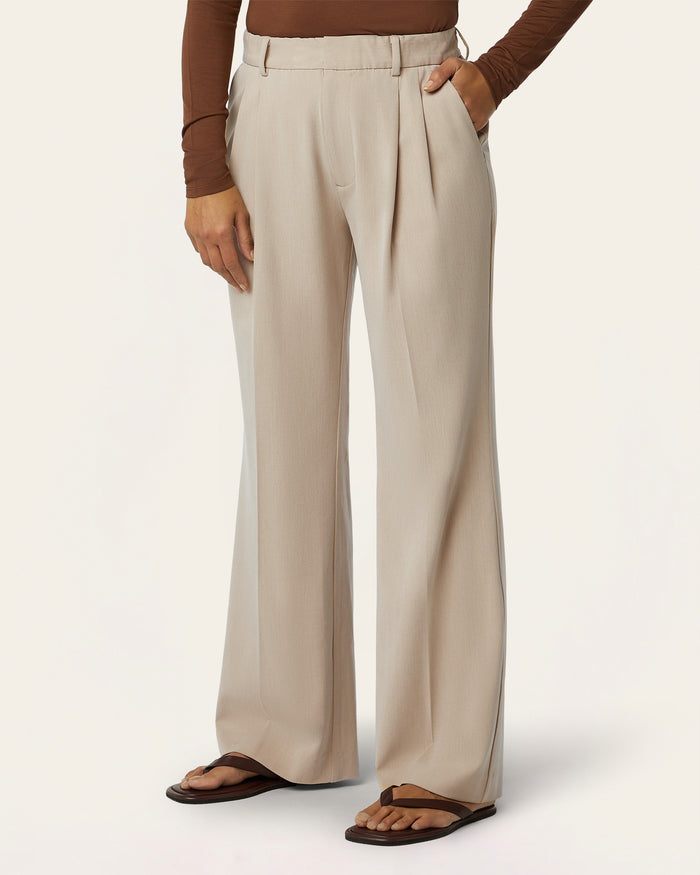 Pleated Signature wide pants - Sand