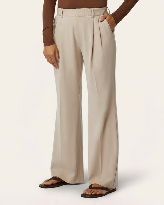 Pleated Signature wide pants - Sand