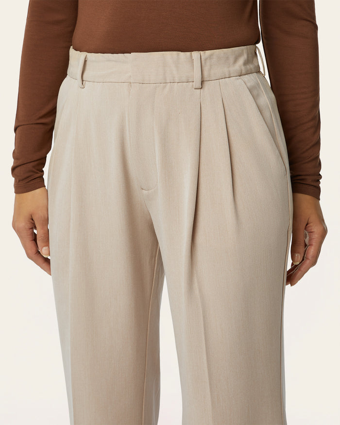 Pleated Signature wide pants - Sand