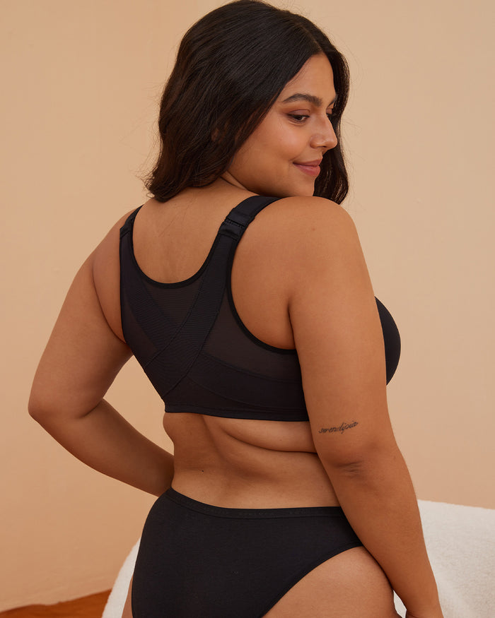 Women's Plunge Back Posture Bra Black