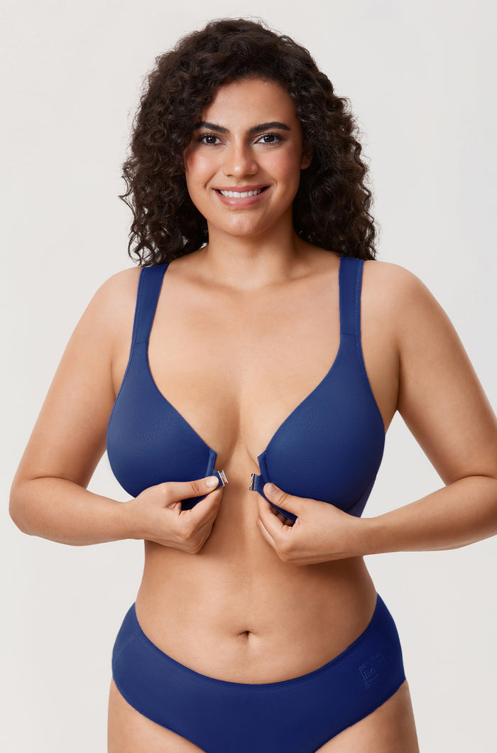 Women's Plunge Back Posture Bra Nightfall Blue
