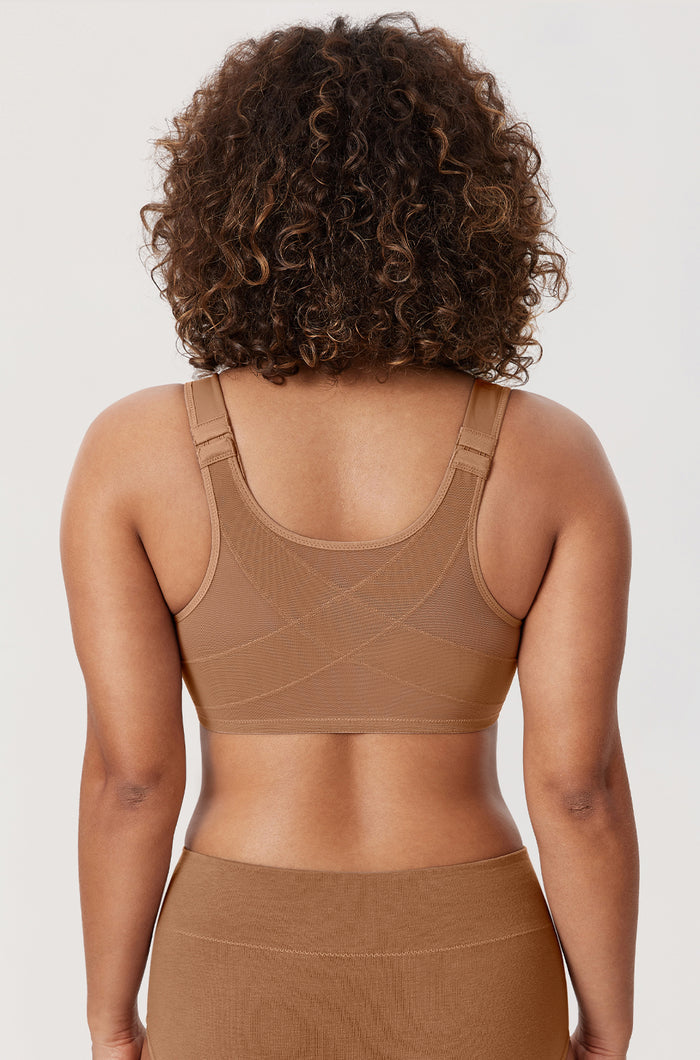 Women's Plunge Back Posture Bra Gravel Beige