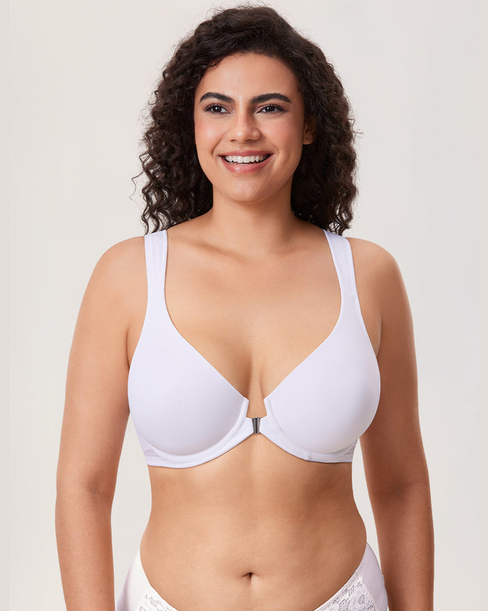 Women's Plunge Back Posture Bra White