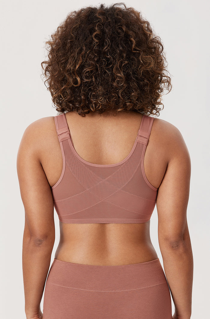 Women's Plunge Back Posture Bra Vintage Rose