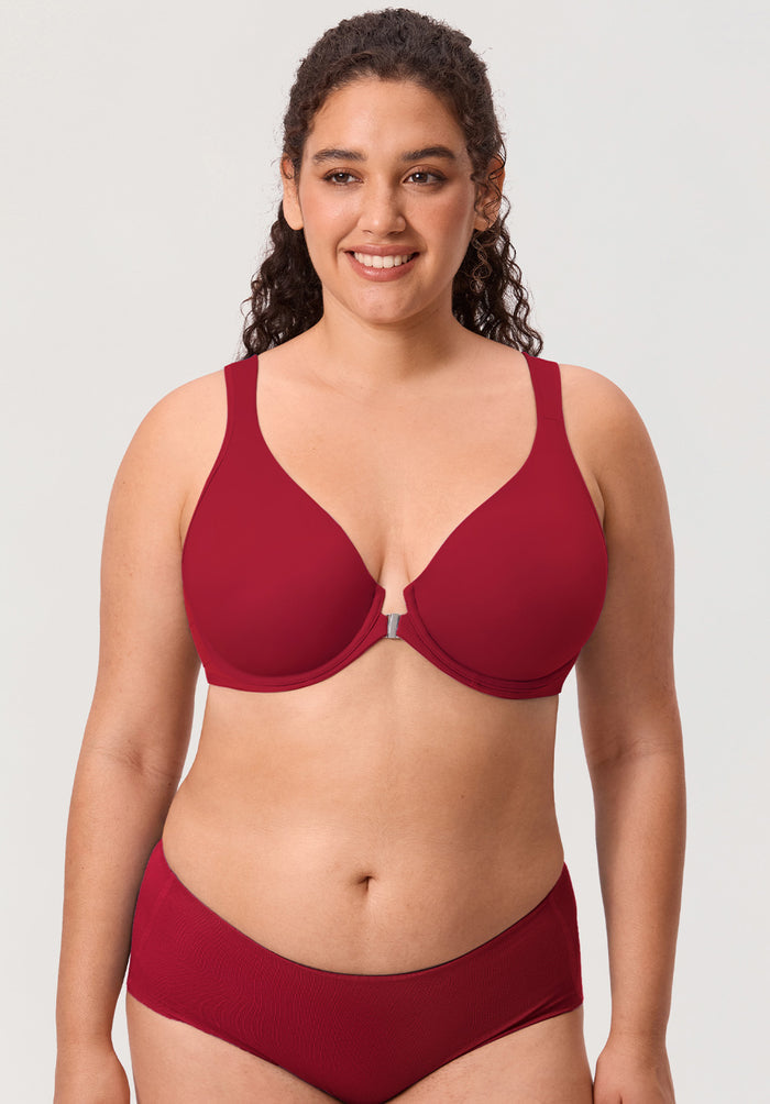 Women's Plunge Back Posture Bra Dark Red