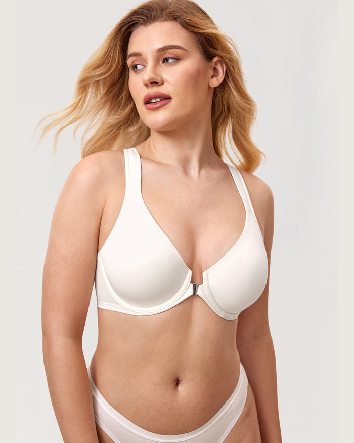Women's Plunge Racerback Front Closure Bra Ivory