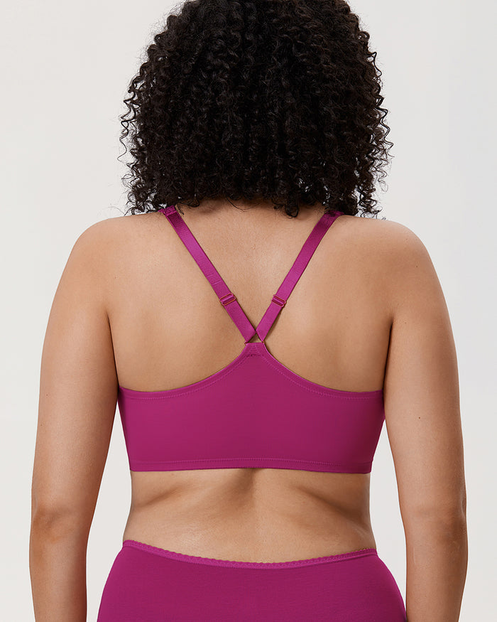 Women's Plunge Racerback Front Closure Bra Magenta Purple