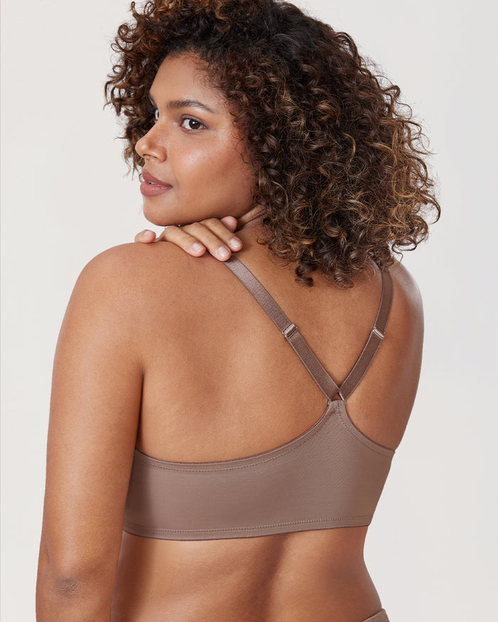 Women's Plunge Racerback Front Closure Bra Brown Purple