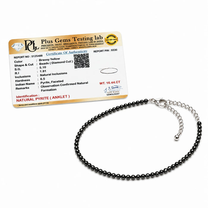 Plus Gems Natural Pyrite Anklet for Women &amp; Girls
