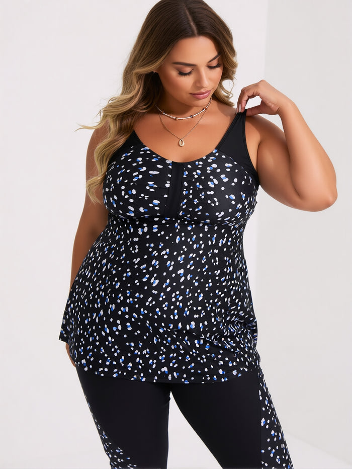 Plus Size Swimsuit for Women Two Piece Modest Tankini Full Coverage Tummy Control Bathing Suits with Shorts