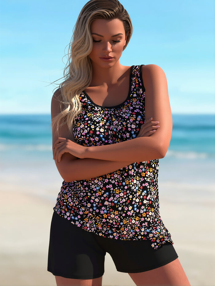 Plus Size Tankini Swimsuits - Women Two Piece Tankini Top with Shorts Flowy Swimsuit 2026 Bathing Suits