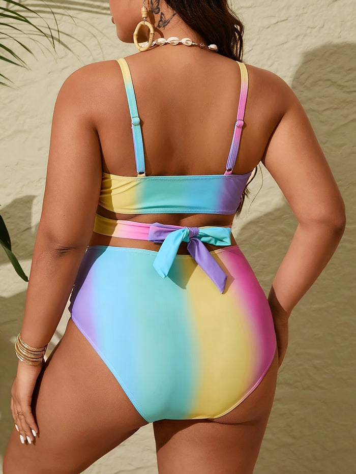PLUS SIZE Womens Tummy Control Bathing Suits Modest High Waisted Bikini Sets Cute Halter 2 Piece Swim Suit 2026