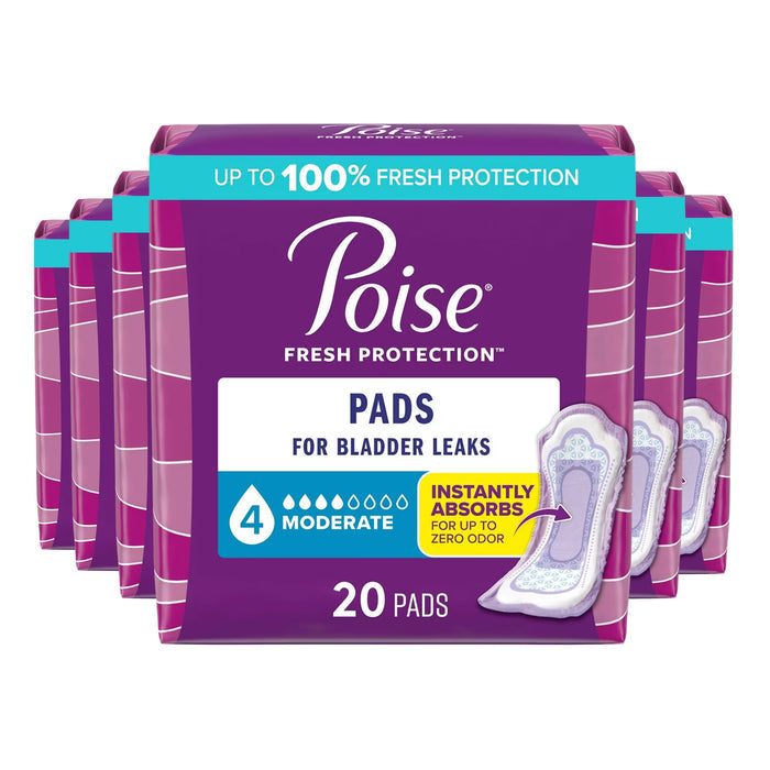 Poise Moderate Absorbency Incontinence Pads - 20 Ct - 6 Pack