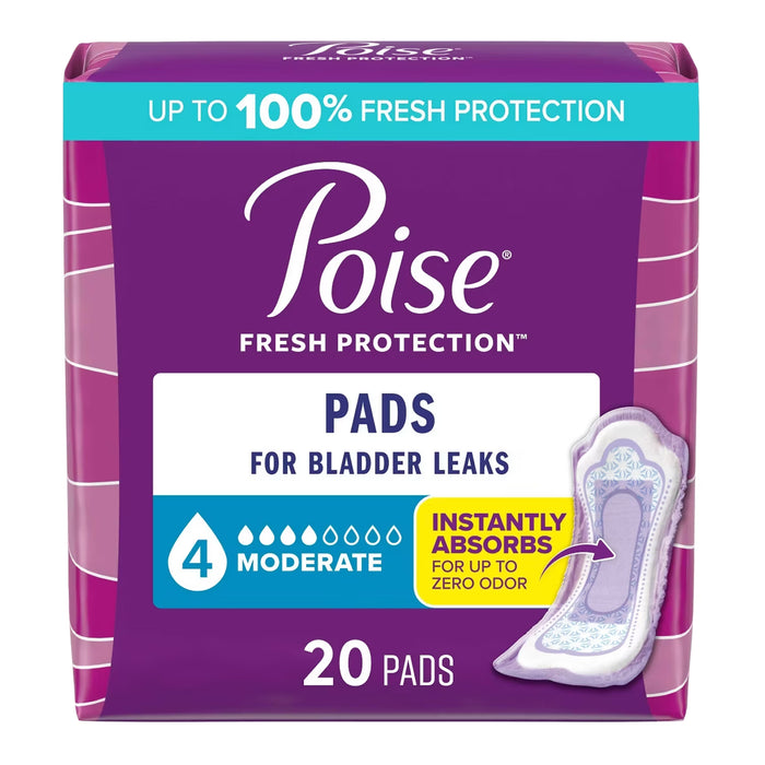 Poise Moderate Absorbency Incontinence Pads - 20 Ct - 6 Pack