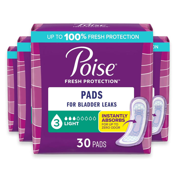 Poise Ultra Thin Light Incontinence Pads - 30 Ct - 4 Pack