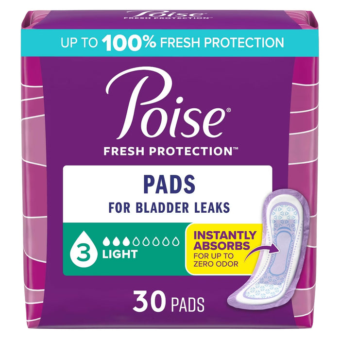 Poise Ultra Thin Light Incontinence Pads - 30 Ct - 4 Pack