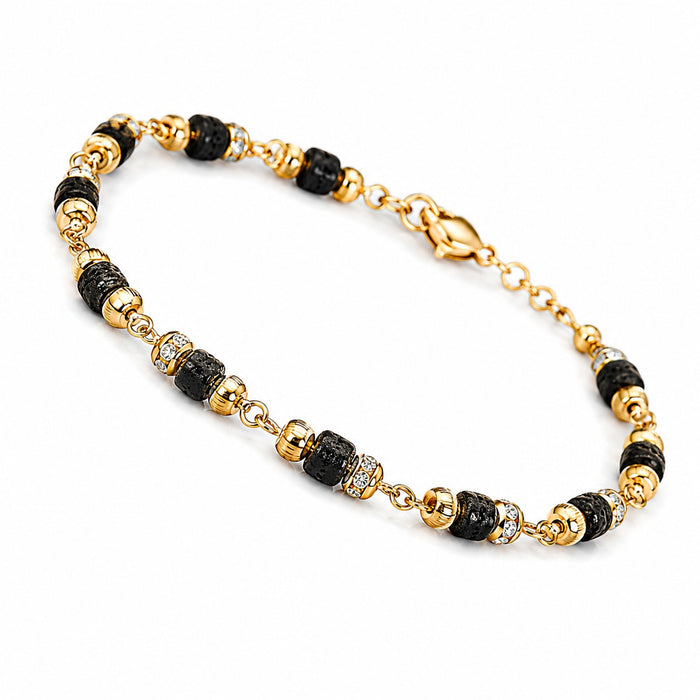 Premium Black &amp; Gold Beaded Bracelet for Men | Adjustable Fashion Wrist Bracelet