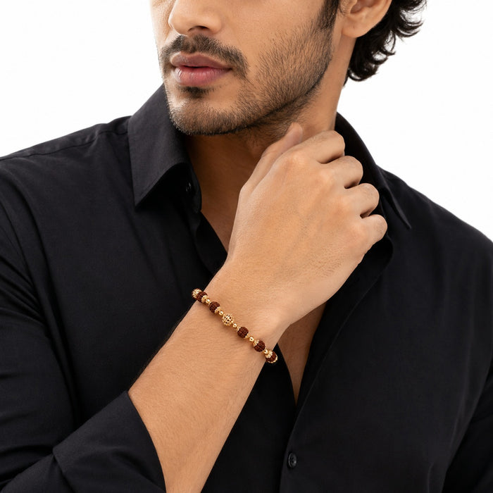 Premium Black &amp; Gold Beaded Bracelet for Men | Adjustable Fashion Wrist Bracelet