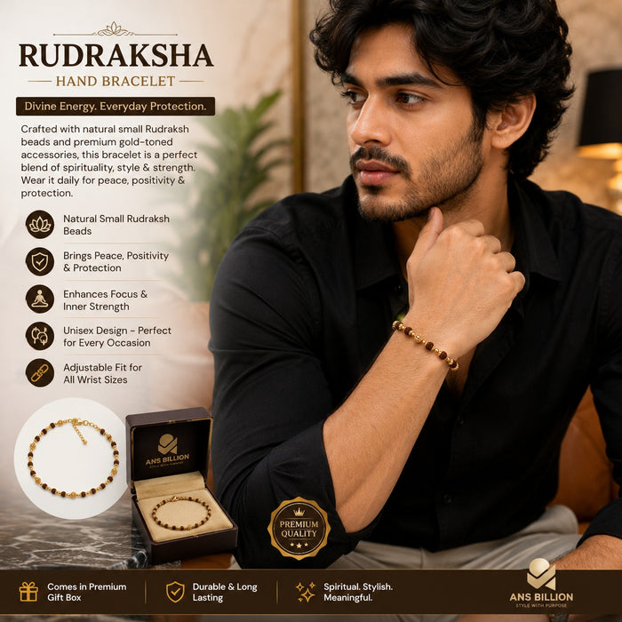 Premium Black &amp; Gold Beaded Bracelet for Men | Adjustable Fashion Wrist Bracelet
