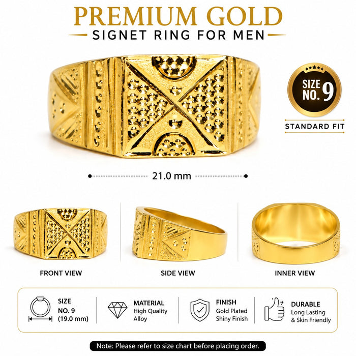 Premium Gold Finish Designer Ring for Men