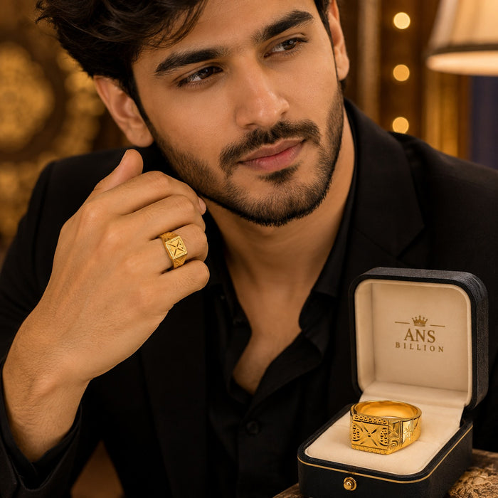 Premium Gold Finish Designer Ring for Men