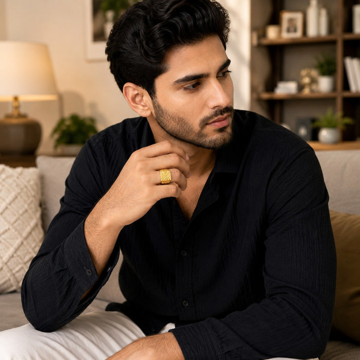 Premium Gold Finish Designer Ring for Men